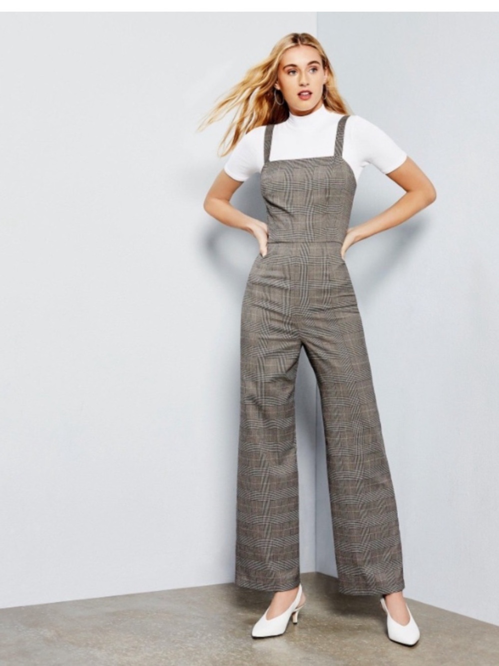 Gianni Bini Plaid Wide-Leg Jumpsuit with Square Neck